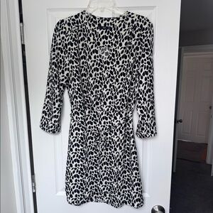 Mango Wrap Dress Black White Print (New)